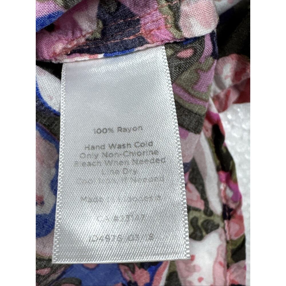 Talbots Petites Top Womens Petite Pink Floral Peasant Boho Long Sleeve Blouse - Picture 4 of 8